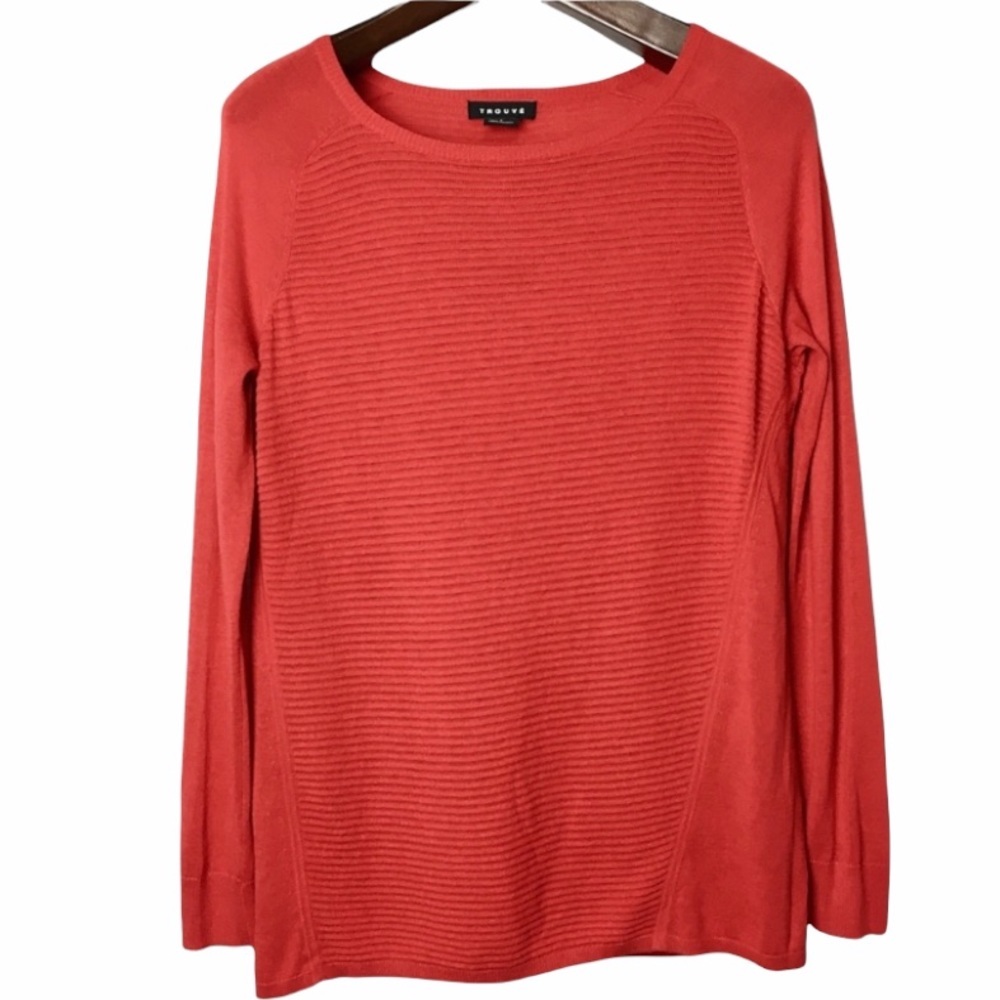 Trouve•classic baggy red raglan angora hair ribbed knit sweater small